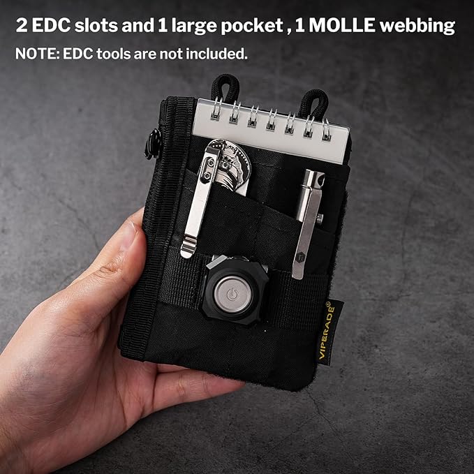 VIPERADE VE18-S Small EDC Pouch, Mini EDC Pocket Organizer for Men, EDC Pocket Organizer, 3 Slots with 2 Zipper Pockets Multitool Pouch