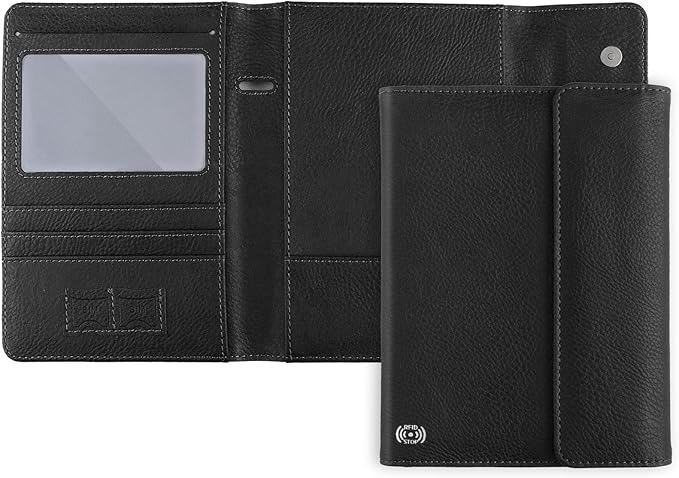 WALNEW RFID Passport Holder Travel Organizer, Fits International Driving Permit (IDP), PU Leather Document Holder for One Passport, Stylish Travel Accessory, Black