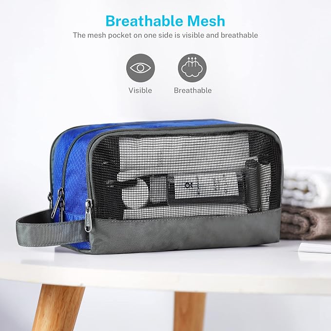 Gonex Travel Toiletry Bag Nylon, Shaving Bag Toiletry Organizer Blue