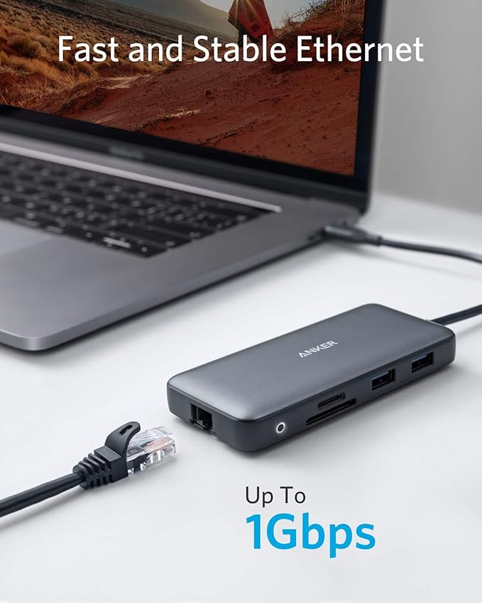 Anker Laptop Docking Station Dual Monitor, 8-in-1 USB C Hub, 4K Dual Monitor with 2 HDMI, 1 Gbps Ethernet Hub, 85W Power Delivery, SD Card Reader, for XPS and More (Charger not Included)