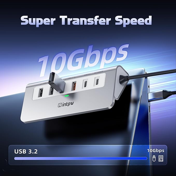 P9 PRO USB C Hub 10Gbps, 9-in-1 USB C Docking Station with 4K@60Hz HDMI, Type-C & 2 Type-A 3.2, 2 USB-A 2.0, PD 100W, SD/TF Port,Aluminum USB Hub for Laptop, iPhone 17 Series, MacBook Air/Pro