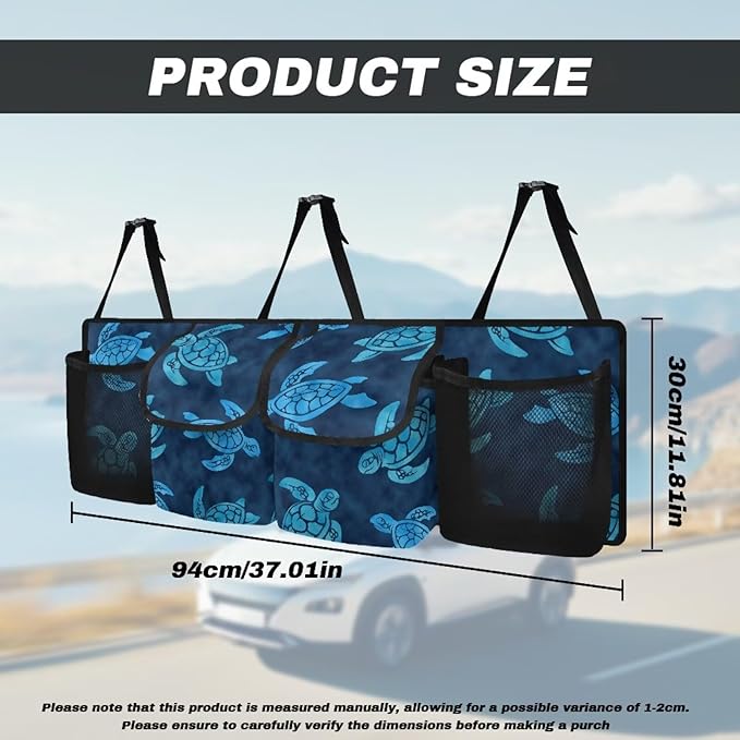Blue Turtles Car Trunk Organizer Hanging Car Back Seat Storage Bag Collapsible Auto Cargo Bag Auto interior Accessories for Most Sedans SUV Jeep Trucks MPV