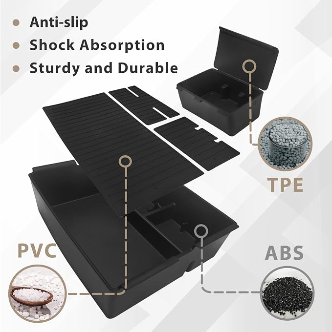 Muslogy for 2024 2025 2026 Toyota Tacoma Center Console Organizer Compatible with 2024-2026 4th Gen Tacoma Accessories Middle Console Storage Box with Anti-Slip Mats Interior Insert Tray (Black)