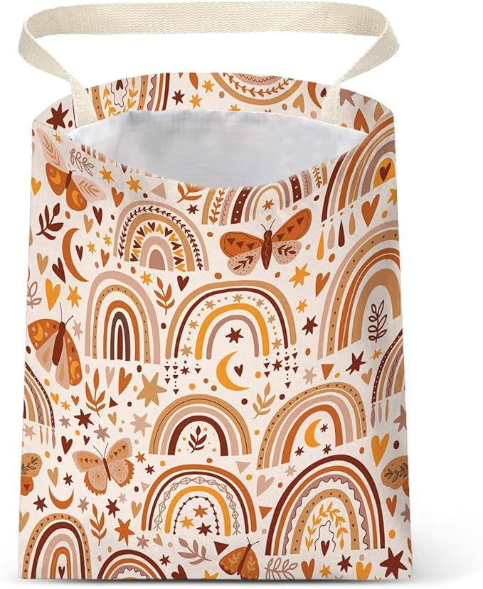 Car Trash Bag Hanging No Snap Small Garbage Bag for Car Back Seat Cute Printed One-handed Strap Trash Bags Car Accessories-Rainbow Car Trash Bags