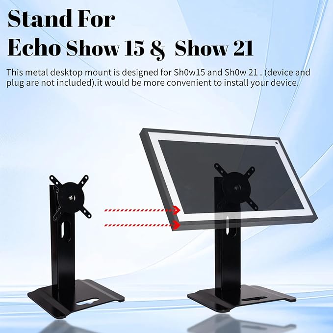 Swivel and Tilt Metal Stand for Echo Show 15 (Gen 1, Gen 2) and Show 21 Adjustable (-58/+58) with 360 Rotatable Wall Mounting Holder for Monitor Full Motion 13"-27", Black