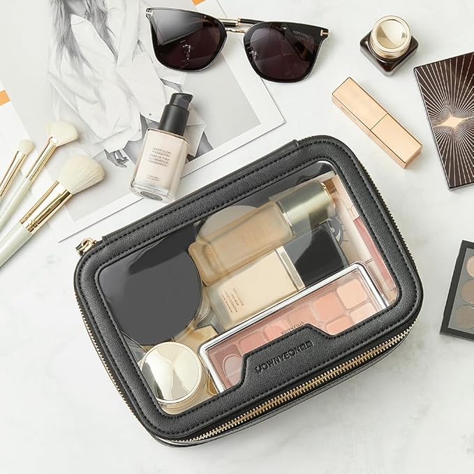 Camdeez ROWNYEON Clear Makeup Case Toiletry Bag Multipurpose Travel Makeup Train Case Portable Cosmetic Organizer Transparent Storage Bag