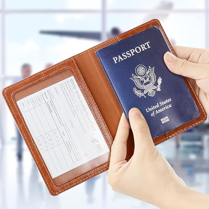TIGARI Passport Holder for Travel Women Men, Valentines Day Gifts PU Leather Wallet Cover Case Sleeve, Waterproof Protected Document Organizer, Vacation Plane Cruise Travel Essentials