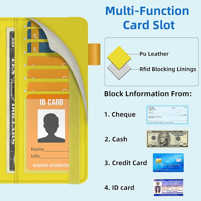 bvya 2 PCS Checkbook Covers for Men & Women with RFID Blocking, Premium Printed Leather Checkbook Holder Slim Wallets with Pen Holder & Built-in Clear Plastic Divider for Duplicate Checks