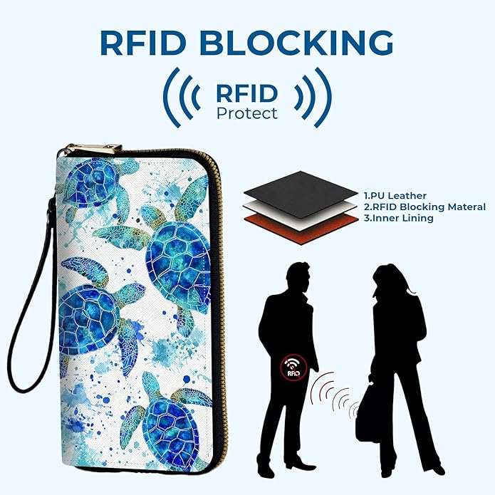 Wristlet Wallet for Women, RFID Blocking Phone Wallet, Large Capacity Zip Around Clutch, Fits iPhone 15 Pro Max, Travel Organizer Purse