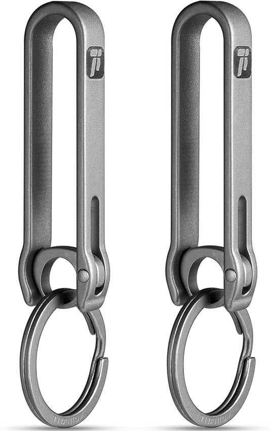 FEGVE Titanium Key Belt Clip Keychain Clip for Men, Belt Loop Key Ring Chain Holder Key Hook for Pants Purse