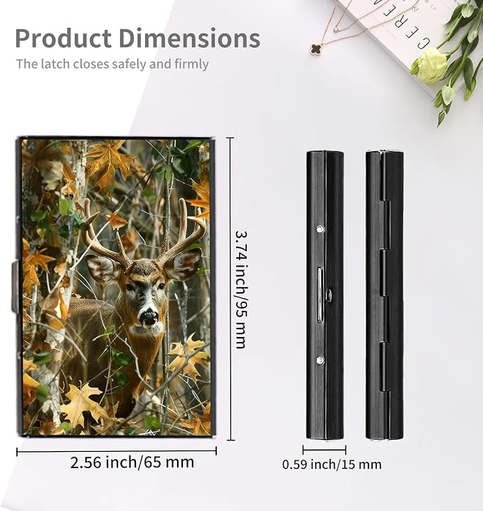RFID Metal Wallet Credit Cards Holder Slim Mini Business Card Holder Metal ID Case Gift for Men Women,Camouflage Deer