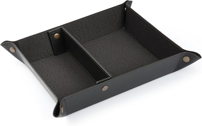 Londo Leather Tray Organizer - Practical Lightweight Water Resistant Computer Table Desk Storage Box for Wallets, Watches, Keys, Coins, Cell Phones and Office Equipment