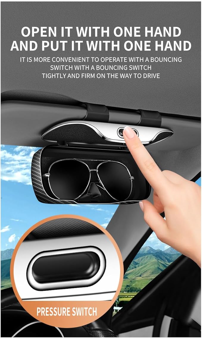 GDQ Sunglass Holder for Car Visor Clip Glasses Case Car Sunglasses Case for Car Sun Visor Glasses Storage Box Car Sunglass Holder Car Visor Accessories Universal for SUV Sedan Truck