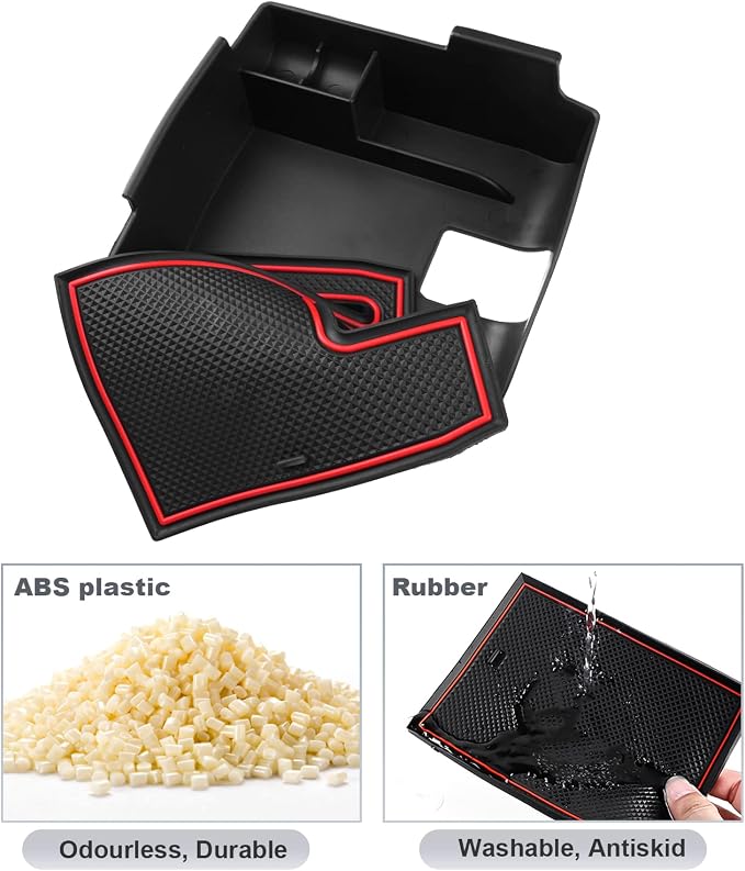 SKTU for 2020 2021 2022 2023 2024 2025 2026 Toyota Corolla Center Console Organizer 2023 2024 2025 2026 Corolla Accessories Center Console Tray Insert Organizer ABS with USB Hole and Coin Holder (Red)