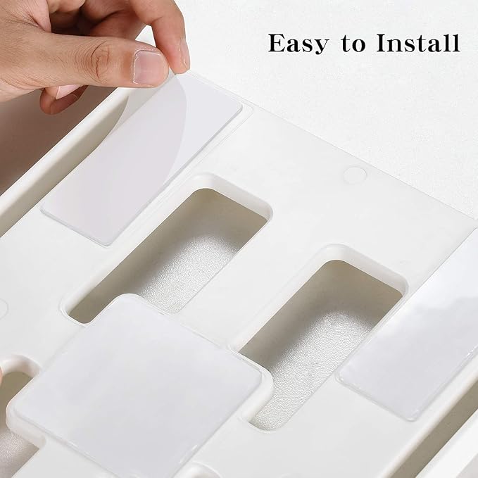 Under Desk Drawer, Self-Adhesive Storage for Office/Bedroom/School/Kitchen, Holds iPad/Phone/Pens/Pencils/Keys/Cutlery (Medium-White)