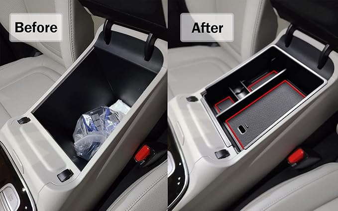 TACORBO Center Console Organizer Compatible with Hyundai 2022-2024 Tucson Plug-in Hybrid/Hybrid all Trims and Tucson Gas Limited and Santa Cruz 2022 2023-2025 Accessories, Armrest Insert Tray, Red