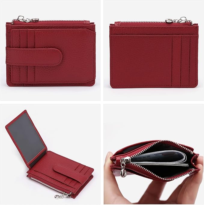 Slim Wallet for Women Genuine Leather Card Holder Thin Womens RFID Blocking Small Wallets