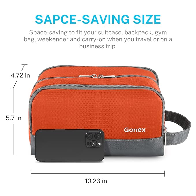 Gonex Travel Toiletry Bag Nylon, Shaving Bag Toiletry Organizer Orange