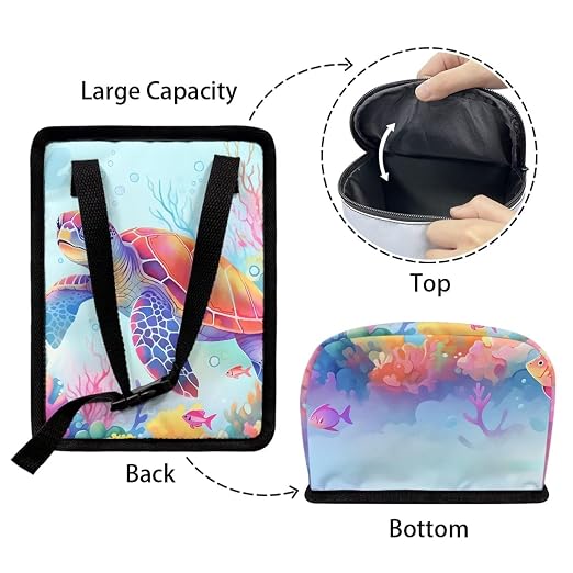 Biyejit Colorful Turtle Car Trash Can - Leakproof Garbage Bin Trash Bags with Adjustable Strap - Car & Truck Accessories for Men and Women