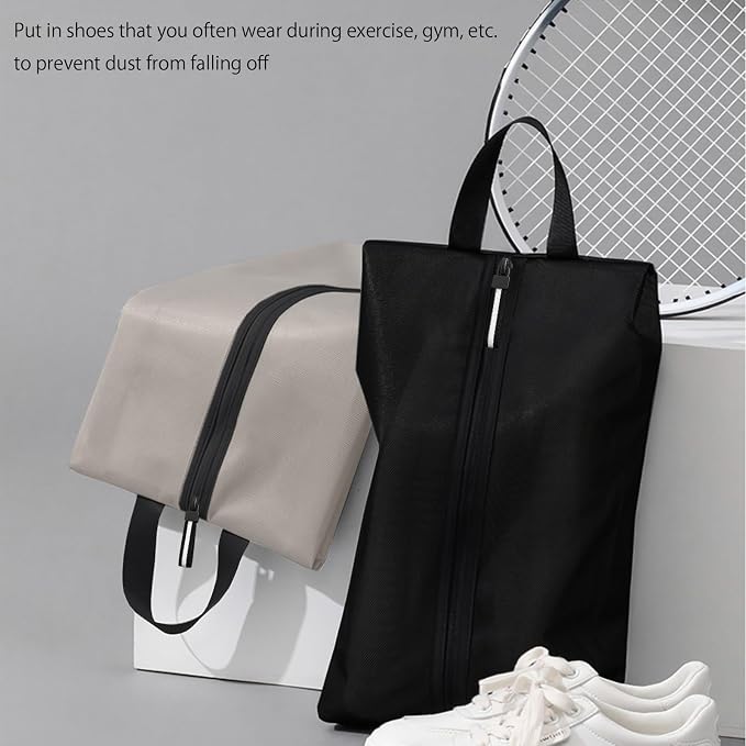 Shoe Bag for Travel, Waterproof Extra Large Shoe Storage Organizer with Handle, Multi-Functional Odor-Resistant Shoe Pouch for Gym, Soccer, Golf, Tennis Soccer Cleats Bag 16.5 x 9.8 Inches (Off white)