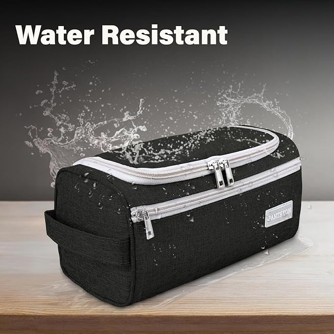 emissary Travel Hanging Toiletry Bag, Lightweight Travel Makeup Organizer for Man and Women, Waterproof Cosmetic Makeup Bag Organizer with Hanging Hook for Accessories,Essentials, Toiletries (Black)