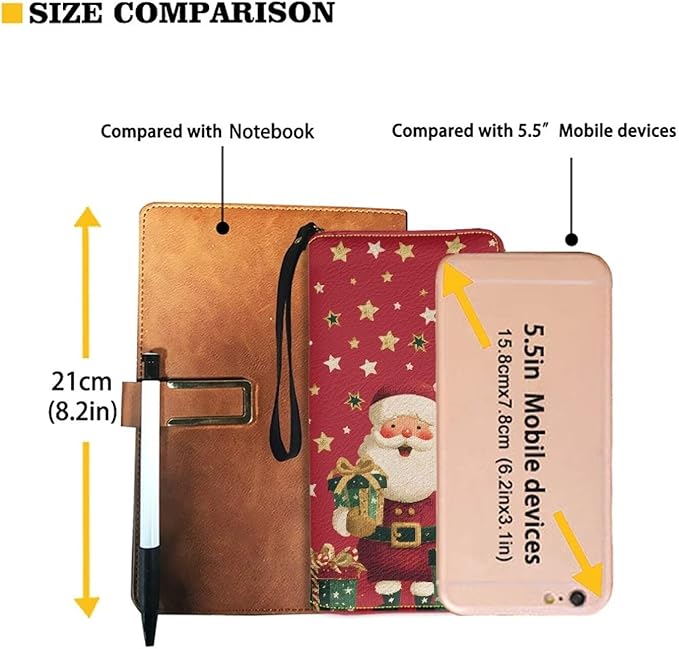 Bulopur Santa Claus Wallet for Women Christmas Gifts for Mom PU Leather Credit Card Holder Money Long Wallet with Wristlet Large Capacity Zip-Around Phone Purse for Ladies Girly