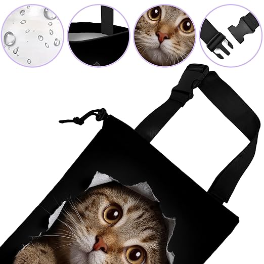 Car Trash Bag Cat in Black Hole Car Trash Bin Leakproof Waterproof Car Trash Can for Back Seat, Foldable Car Garbage Bag with Adjustable Straps and Drawstring for Car Accessories