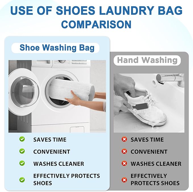 Aship Shoe Washing Machine Bag, Laundry Shoe Bag for Washer and Dryer - Reusable Shoe Cleaning Bag for Sneakers,Tennis Shoes, 360° Deep Cleaning With Self-locking Zipper for All Shoe Sizes - White,1PC