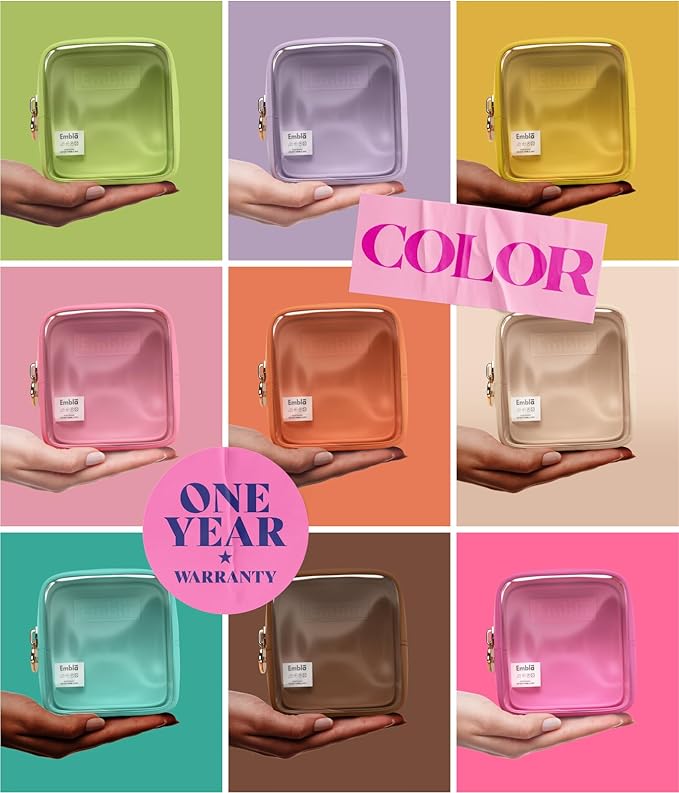 Embla Clear Small Makeup Bag for Purse Cute Mini Make Up Nylon Organizers Tiny Cosmetic Bags for Women Girls Little Toiletry Travel Pouches Zipper Skincare Pouch Organizer Orange