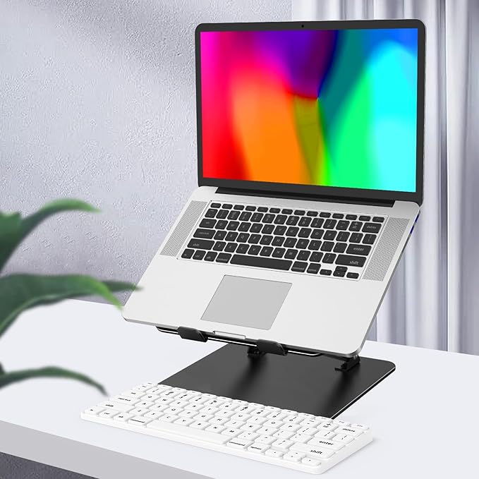 Adjustable Laptop Stand for Desk, Metal Foldable Laptop Riser Holder, Portable Desktop Book Stands, Ventilated Cooling Computer Notebook Stand Compatible with 10-15.6” Laptops