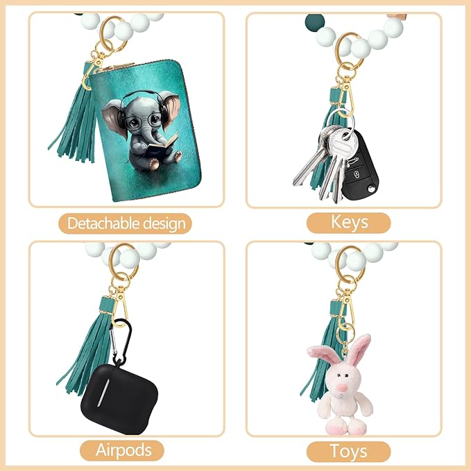 Credit Card Holder RFID Wallet, Small Card Holder Wallet for Women with Keychain Zipper, Funny Leather Print Credit Card Wallets Accordion Gift