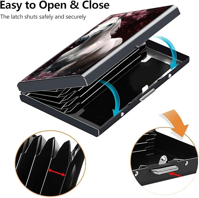 Credit Card Holder, Horse Design Mini RFID Blocking Aluminum Wallet Slim Metal Hard Case Shell Travel Wallet ID Case Small Credit Cards Case Business Cards for Women Men Girls