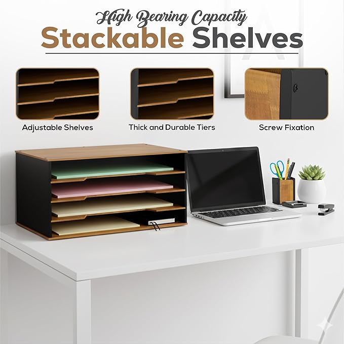 12x18 Construction Paper Organizer, 4-Tier Wooden Flat File for 11x17, A3 & Tabloid Sheets | Durable wood Desk Paper Storage for Classroom, Office & Art Studio