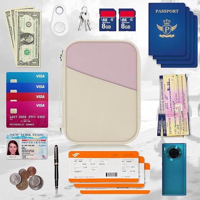 EcoVision Family Passport Holder for Travel with RFID Blocking, Traveling Essentials Organizer Pouch Bag, Light Passport Wallet for Travel Must Haves Accessories for Women Men