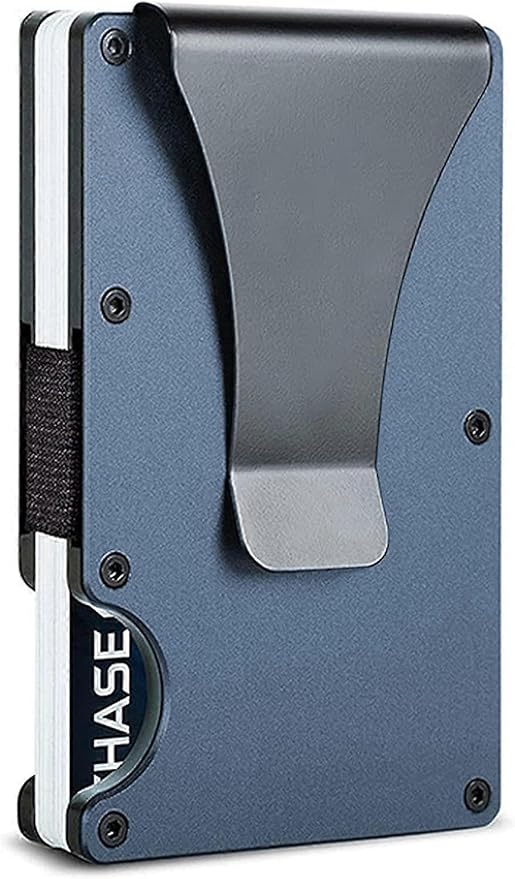 EDGE Metal Wallet for Men - Minimalist Slim Wallet - RFID Blocking Card Holder Money Clip, Smart Wallet - Aluminum Credit Card Holde Clip Navy