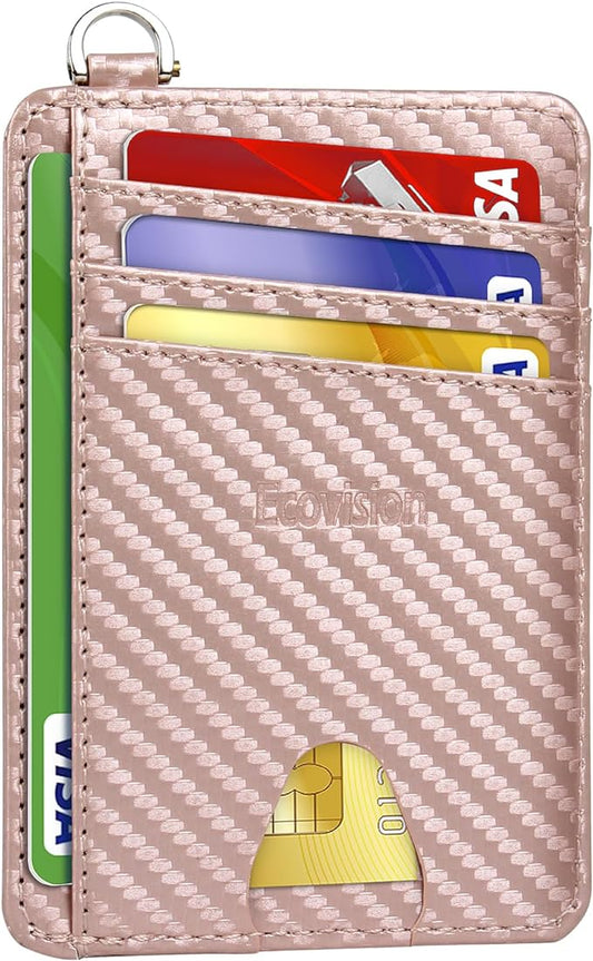 EcoVision Slim Minimalist Front Pocket Wallet, RFID Blocking Credit Card Holder Wallet with Detachable D-Shackle for Men Women