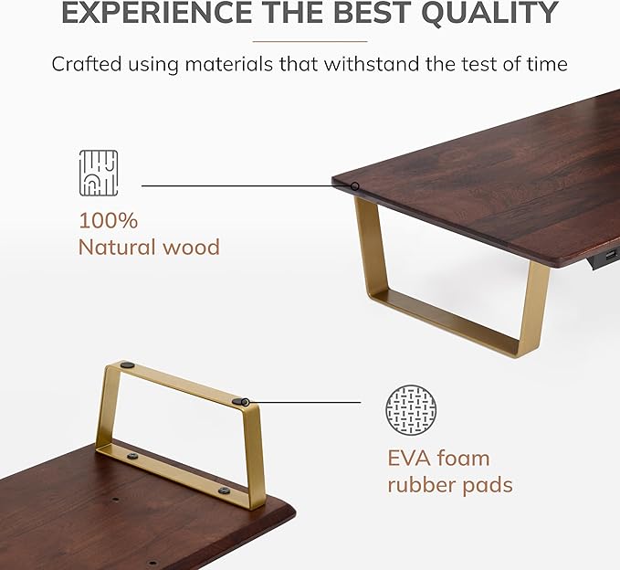 Anji Mountain Monitor Stand - Desktop Organizer & Laptop Riser, Ergonomic Monitor Riser, Space-Saving Monitor Stand for Desk, Durable Construction, Easy Assembly, Ideal for Home & Office,Walnut