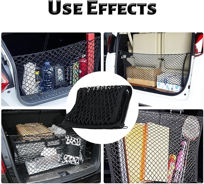 Cargo Net Stretchable, Adjustable Elastic Trunk Cargo Organizer Net Storage Organizer Net with Hooks, Universal Car Accessory for Cars, Trucks, SUVs