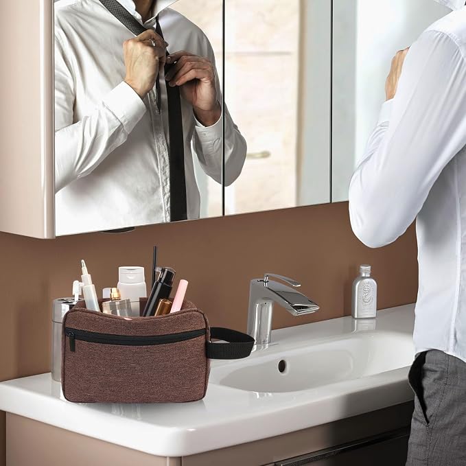 Icramsy Travel Toiletry bag Toiletry bag for women men Hanging Cosmetic bag Travel accessories for Women Men (Brown)