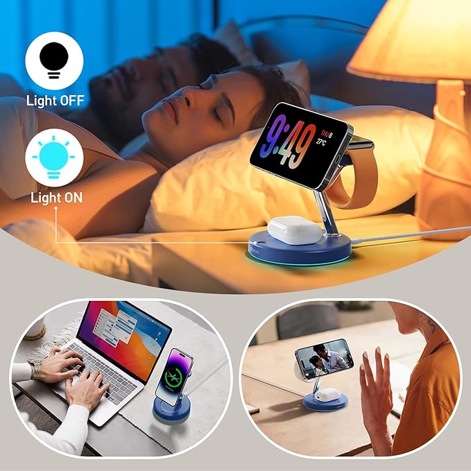 New 3 in 1 Charging Station for Apple Compatible with Magsafe Charger Stand for iPhone 17 16 15 14 13 12 Wireless Charging Station for AirPods Wireless Charger for iWatch Series