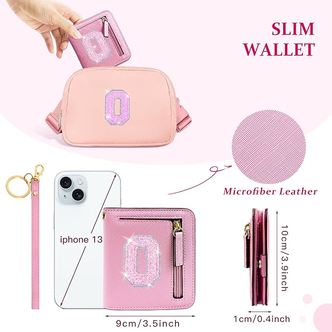 COSHAYSOO Mini Wallet with RFID Blocking Initial Monogrammed for Girls Birthday Valentines Easter Mothers Nurse Day Graduation Thanksgiving Appreciation Halloween Christmas New Year Gifts Letter O