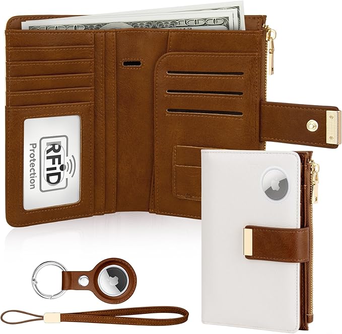 HUANLANG Passport Holder with Airtag for Women/Men, Airtag Passport Wallet for Travel Leather Passport Holder RFID Blocking,Travel Passport Walelt with Credit Card Holder