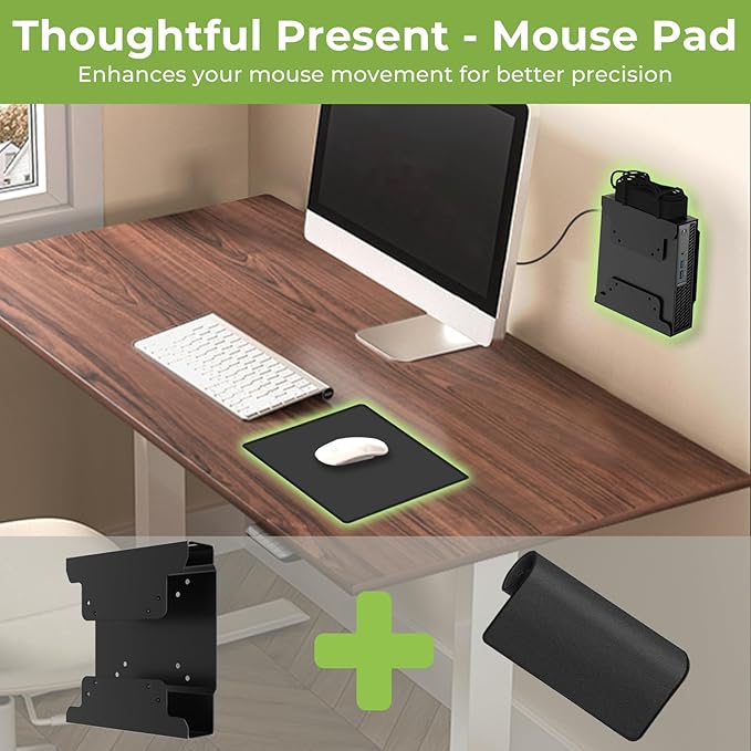 Mini PC VESA Mount for Dell Micro Mount with Mouse Pad, Install on Monitor Arm, for Dell OptiPlex Micro Form Factor Case, for MFF 3040 7080 5070 3000 7060 7090 9020, Wall/VESA/Under Desk