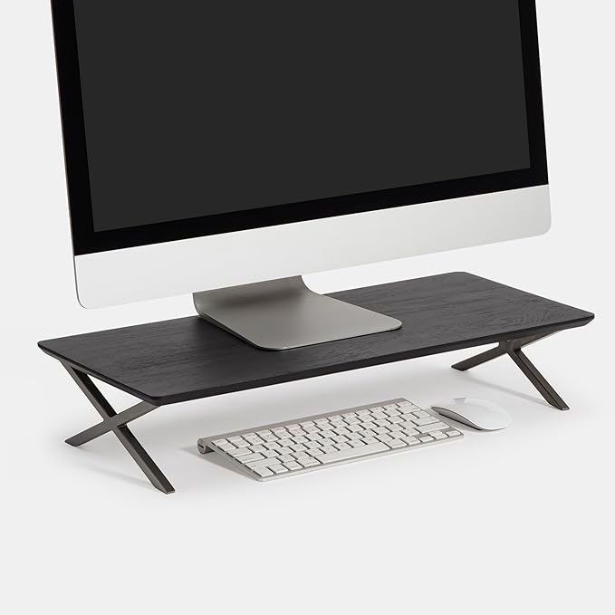 Anji Mountain Monitor Stand - Desktop Organizer & Laptop Riser, Ergonomic Monitor Riser, Space-Saving Monitor Stand for Desk, Durable Construction, Easy Assembly, Ideal for Home & Office,Black