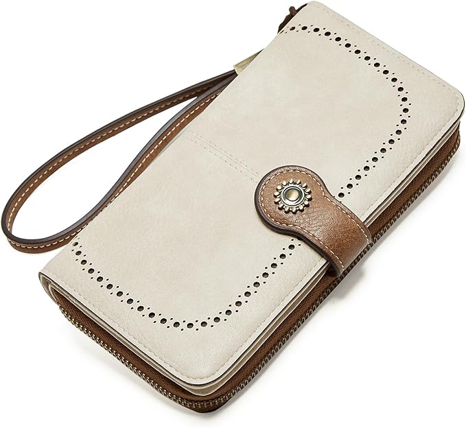 TFKGS Wallet for Women RFID Blocking Leather Large Capacity Card Holder Ladies Phone Clutch Travel Long Purse Wristlet | RFID Blocking, Leather, Large Capacity, Ladies, Travel