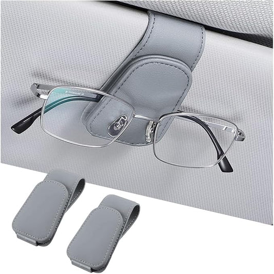 AICEL Sunglasses Holders for Car Sun Visor, Leather Eyeglasses Hanger Mounter, Magnetic Glasses Holder and Ticket Card Clip, Auto Interior Accessories Universal for SUV Pickup Truck
