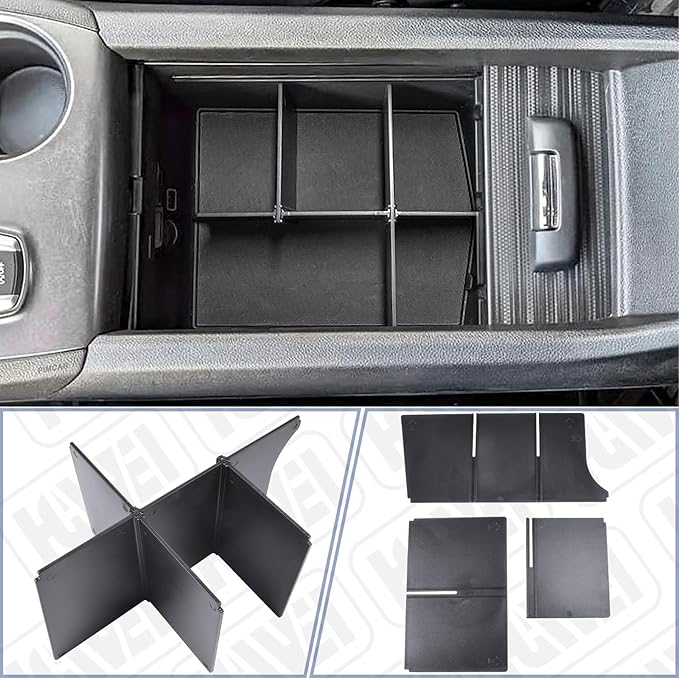 HGWEI Center Console Organizer Compatible with Honda Pilot 2016-2022 / Ridgeline 2017-2023 / Passport 2019-2023 Insert Tray Dividers Armrest Storage Box Interior Accessories