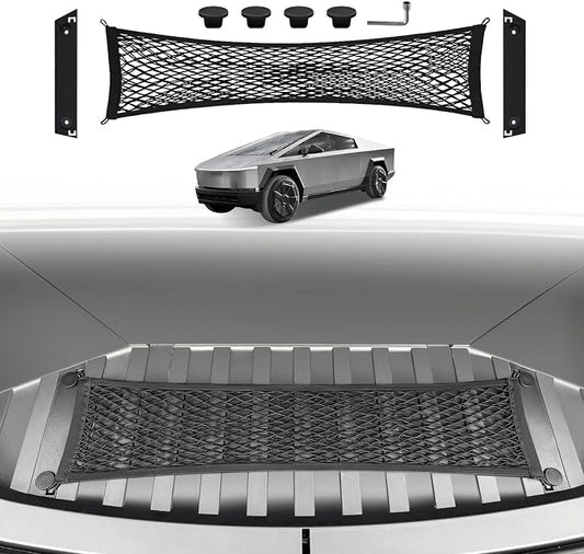 BestEvMod Cargo Mesh Net for Pickup Truck Bed Compatible with Tesla Cybertruck 2026 2025 2024 Accessories Mesh Extra Strong Hook Stretchable Trunk Cargo Organizer (Frunk Net)