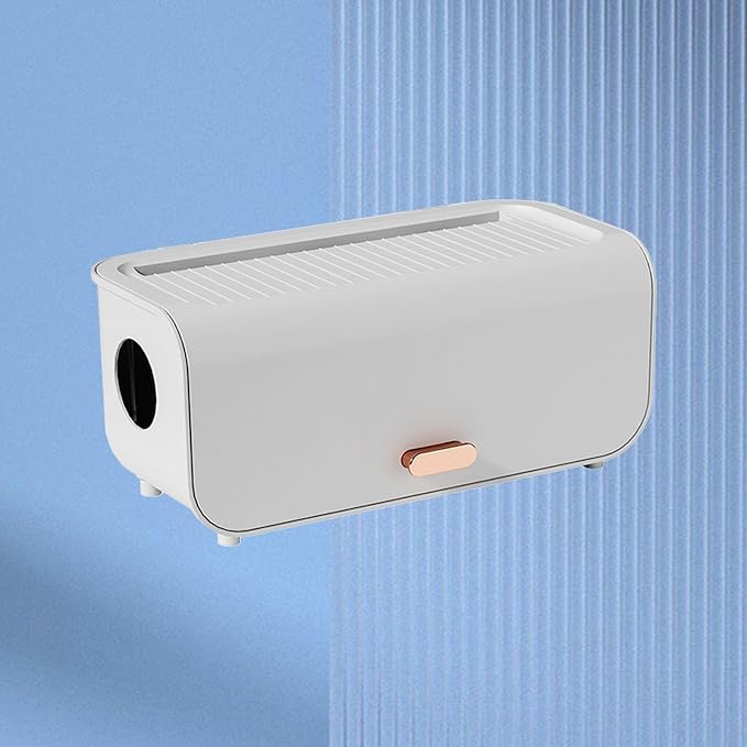 Cable Management Box Plastic Elegant Design Easy Assemble Protection for Home Office Desktop 1 Unit (Beige)