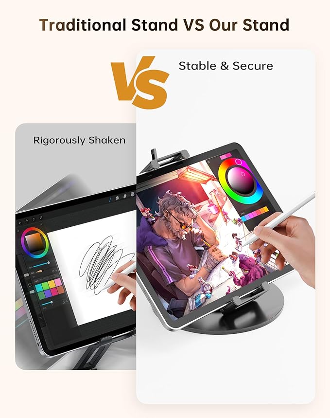 Portable Monitor Stand Desk Holder- Large Clamp Support up to 12.9 14.6 15.6 18.5 inch 360° Rotating Base Swivel for iPad Pro/Mini/Air/Surface Strong Bearing Weight Over 5.5lbs (Up to 17.3'')